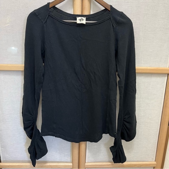 Free People Tops - Free People Black Long Sleeve Cotton Shirt Size L